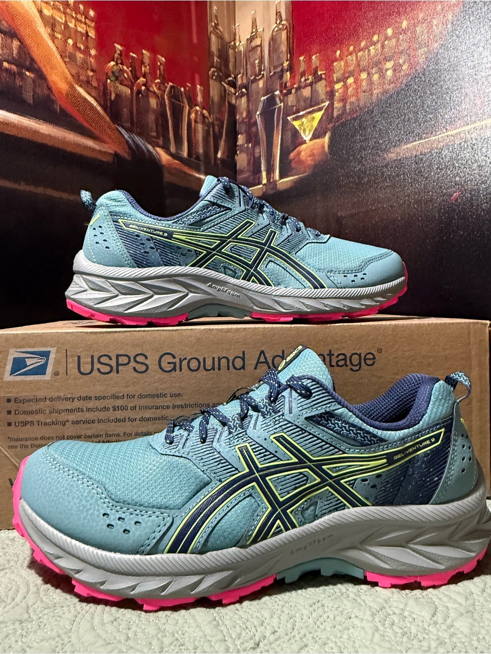 ASICS Gel-Venture 9 Women's Size 9 in Light Blue with Pink Accents